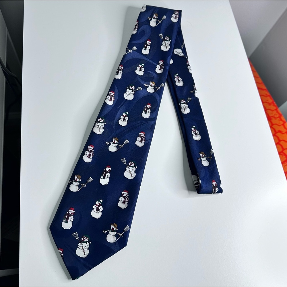 Jingle Bells SNOWMEN Holiday Print Polyester 60” Neck Tie‎